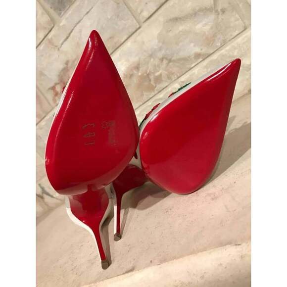 Christian Louboutin Cherrypump 100 White Red Cherry Bridal Shoe Pump Heel 39.5 - Picture 12 of 12